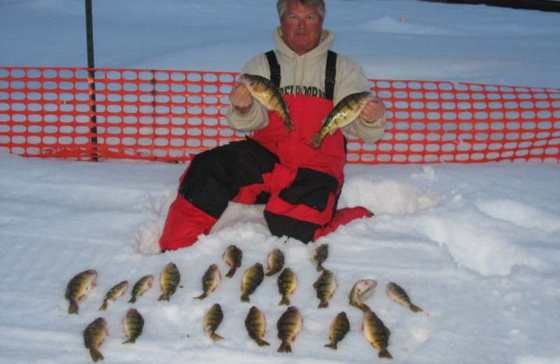 Ice fishing at Appeldoorn's Sunset Bay Resort.