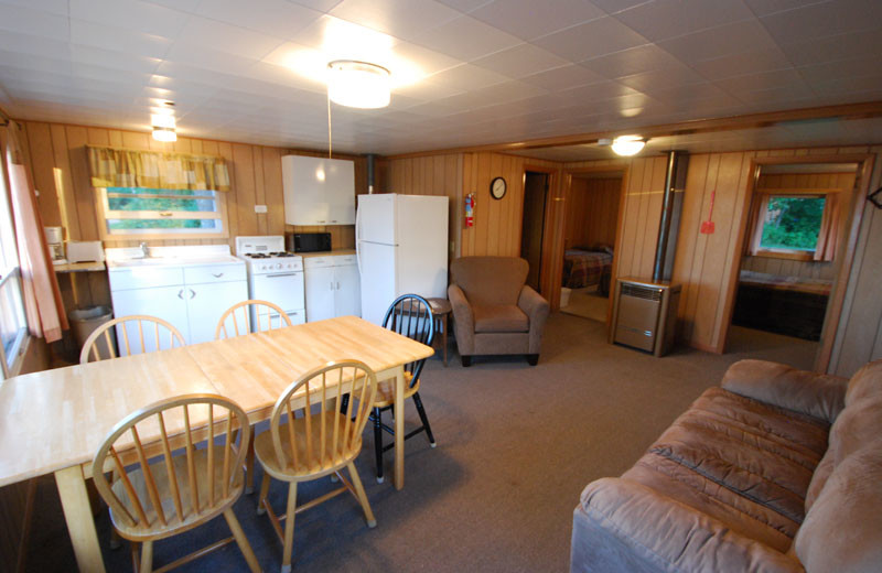 Cabin interior at Birch Forest Lodge.