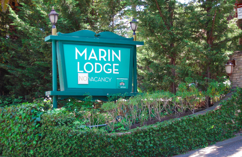 Welcome sign at Marin Lodge.