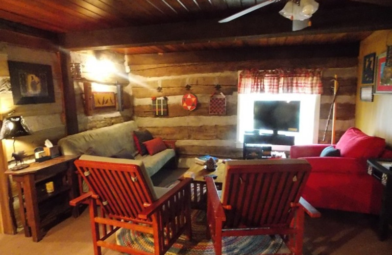 Cabin living room at Cabins in Hocking.