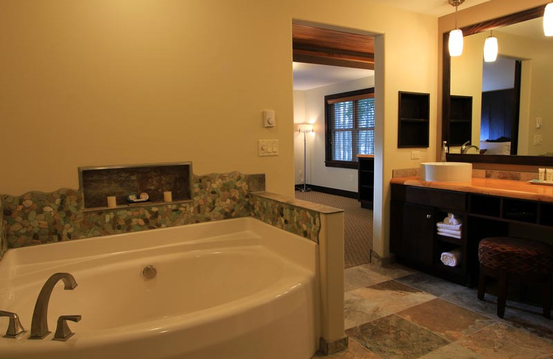 Guest bathroom at Sojourn Lakeside Resort.