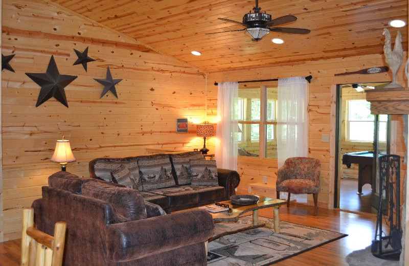 Cabin living room at Sautee Resorts.