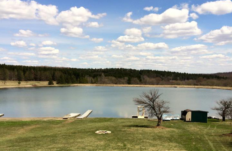 Lake view at The Woods At Bear Creek Glamping Resort.