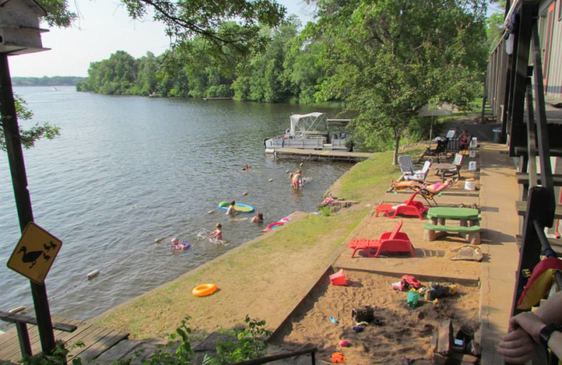 Beach view at Curriers Lakeview Lodge.