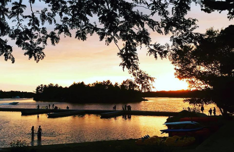 Lake sunset at Delawana Resort.