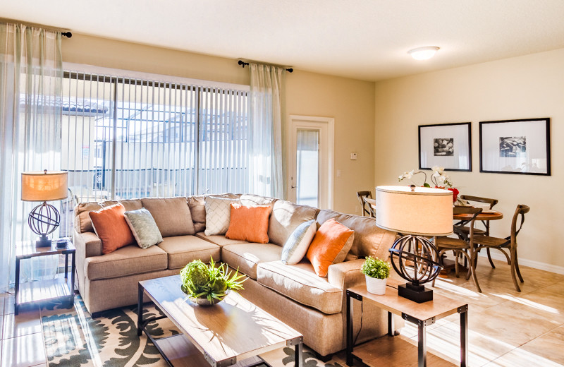 Rental living room at Florida Paradise Villas.