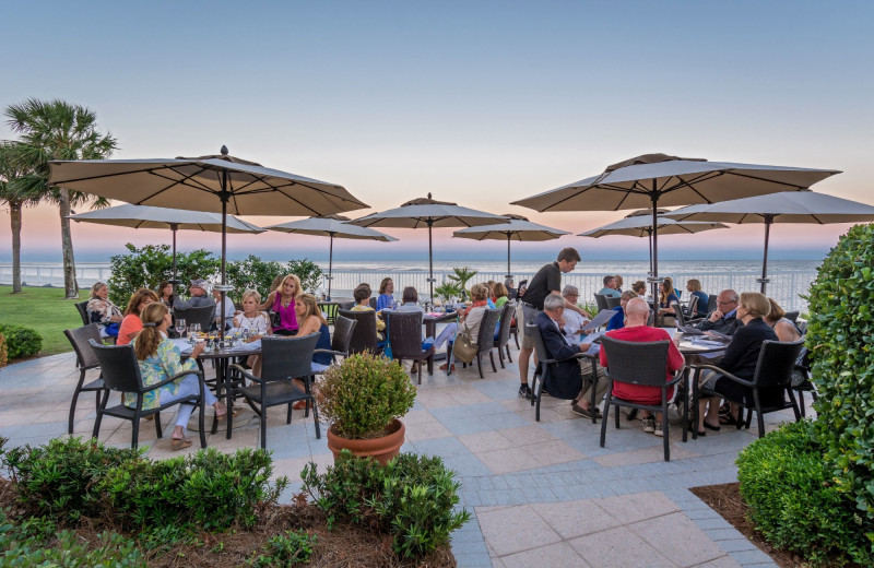 Patio at The King and Prince Beach & Golf Resort.