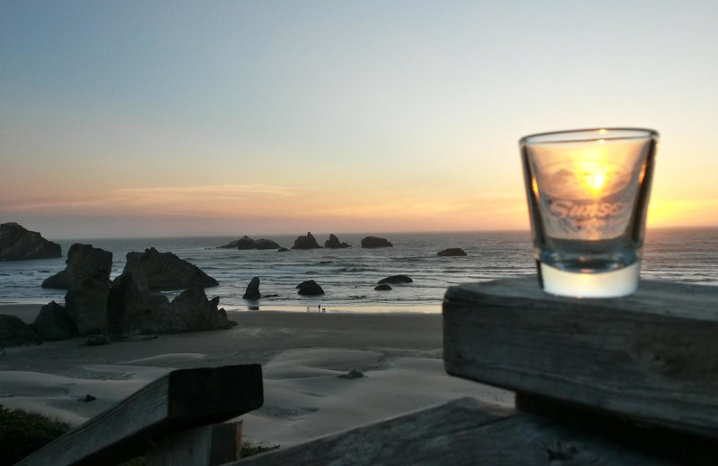 Beach view at Sunset Oceanfront Lodging.