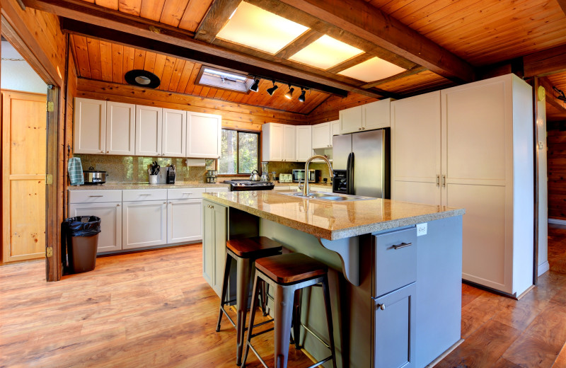 Cabin kitchen at Morrison's Rogue River Lodge.