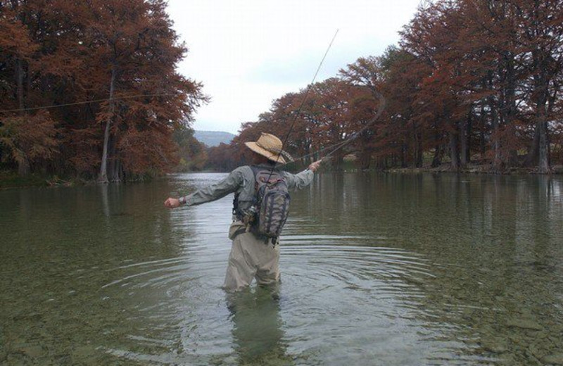 Fly fishing at River Haven Cabins.