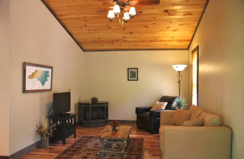 Cabin living room at Linville Cabins.