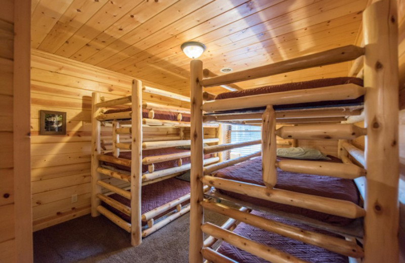 Cabin bedroom at Cut Above Cabins.