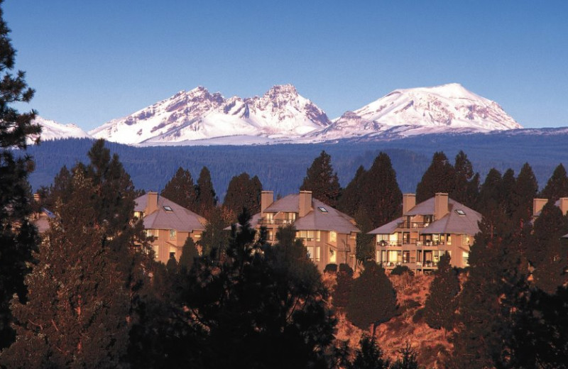 Resort condos along the ridge above the Deschutes River at Mount Bachelor Village Resort.