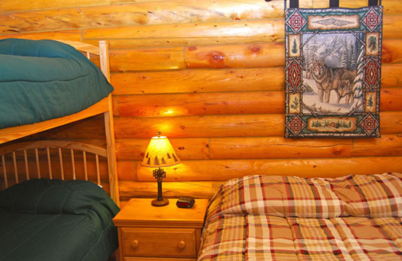 Cabin bedroom at Newton Fork Ranch.