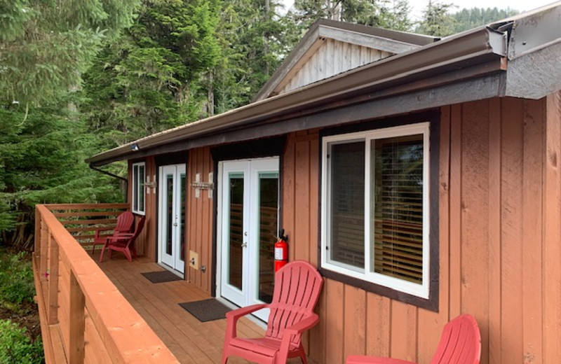 Cabin exterior at Alaska's Big Salmon Lodge.