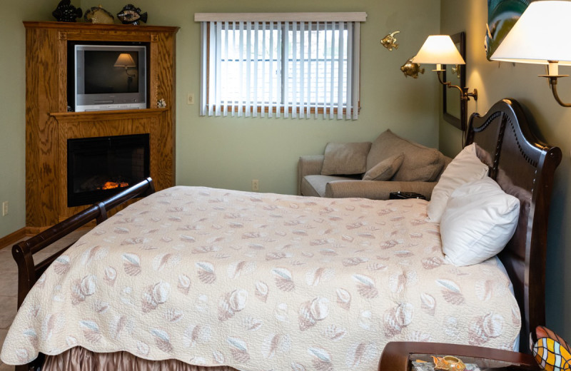 Guest bedroom at The Lighthouse Lodge.