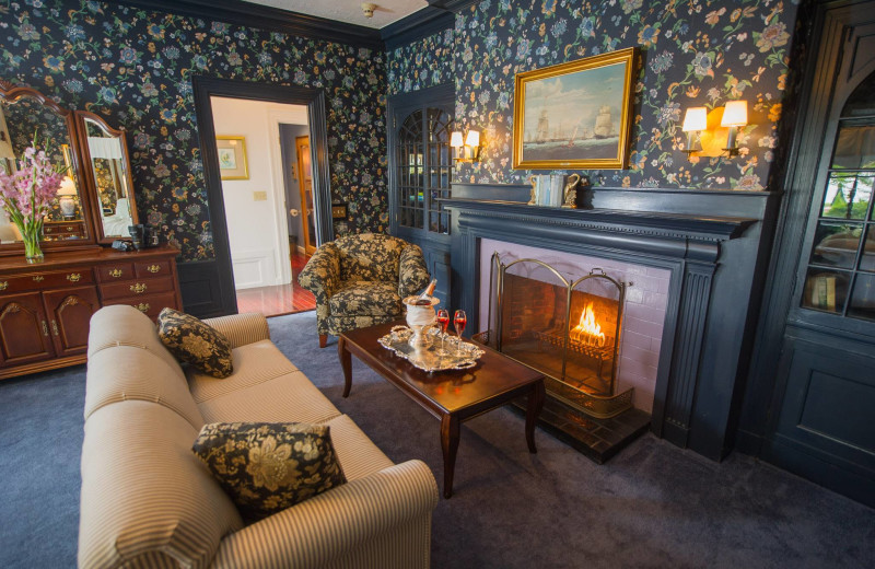 Guest fireplace at Balance Rock Inn.