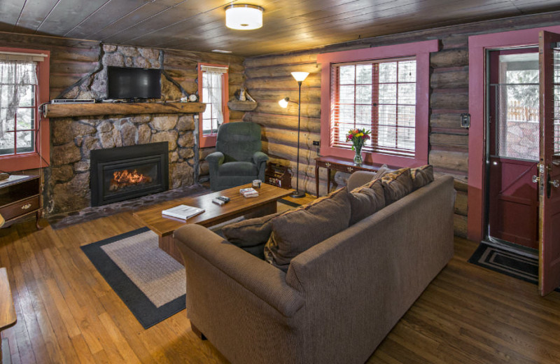 Cabin living room at Rocky Mountain Lodge & Cabins.