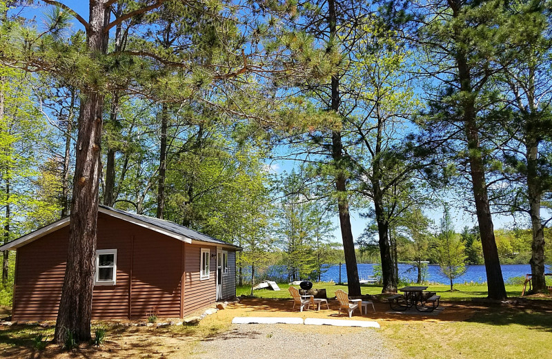 Cabin exterior at Musky Bay Resort.