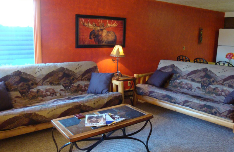 Cabin living room at Yellowstone Wildlife Cabins.