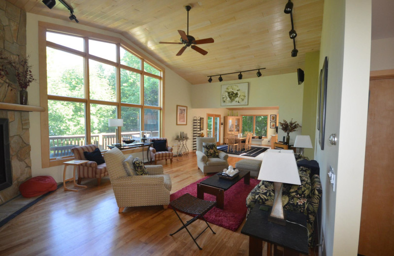 Rental living room at Visit Up North Vacation Rentals.