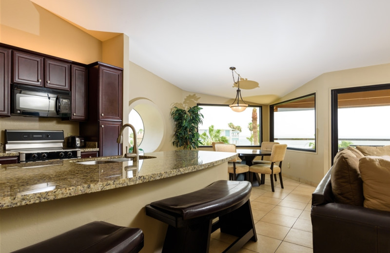 Rental kitchen at Padre Getaways.