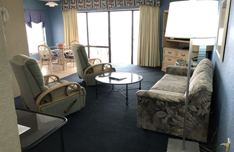 Guest room at Shoreline Island Resort.