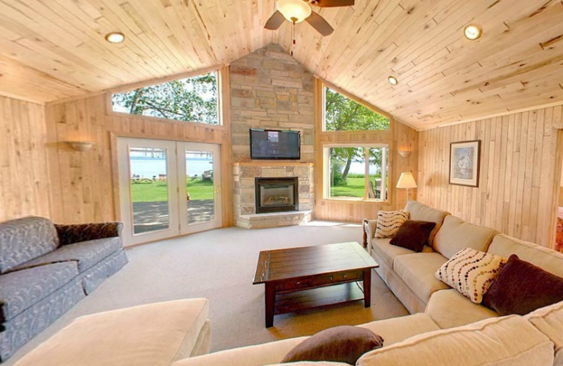 Cabin living room at Hiawatha Beach Resort.