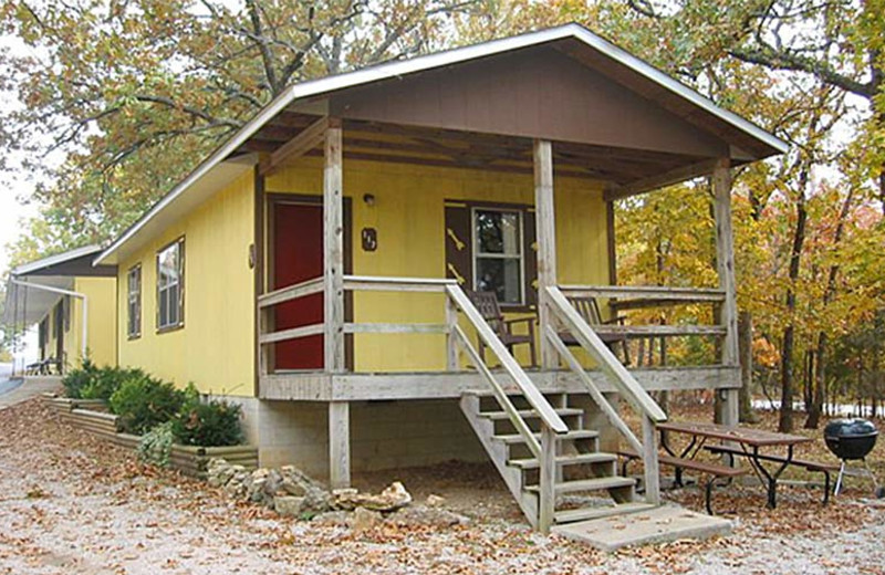 Cabin exterior at Golden Arrow Resort.