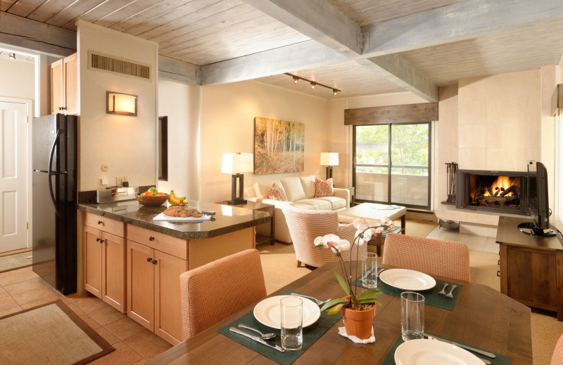 Condo kitchen at Aspen Square Condominium Hotel.