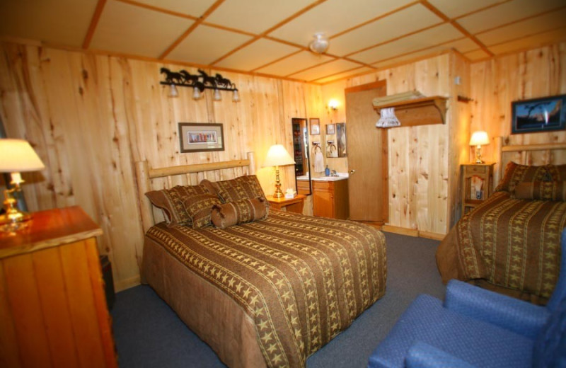 Cabin bedroom at Elk Mountain Ranch.