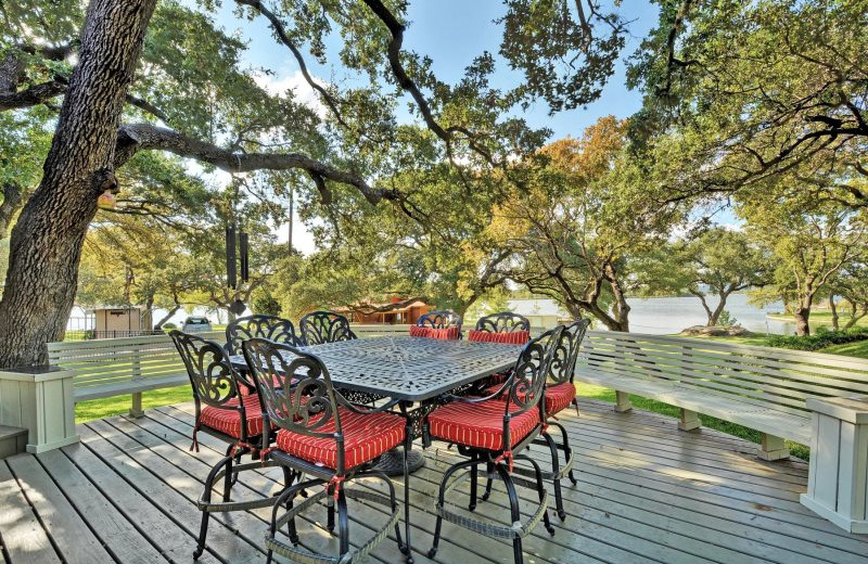 Rental patio at Shady Grove Vacation Home on Lake LBJ.