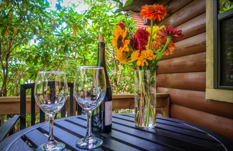 Patio at Mountainaire Inn and Log Cabins.