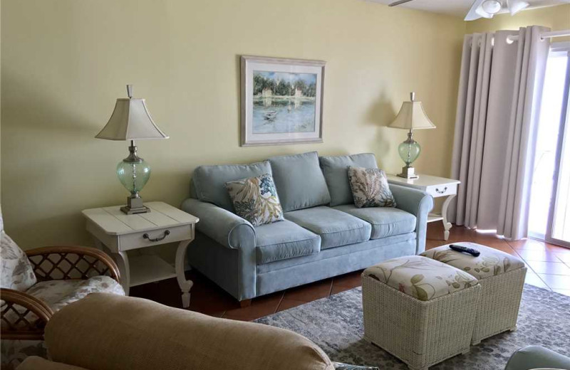 Rental living room at Gulf Shores Rentals.