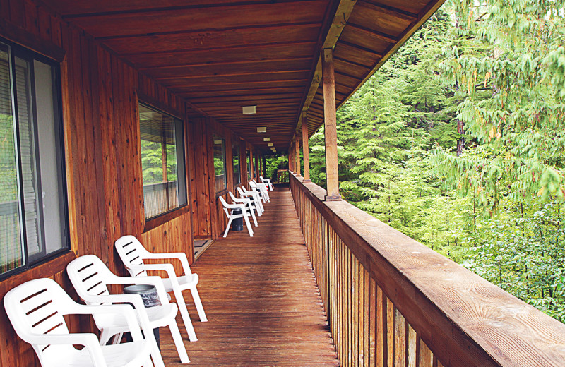 Balcony view at Salmon Falls Resort.