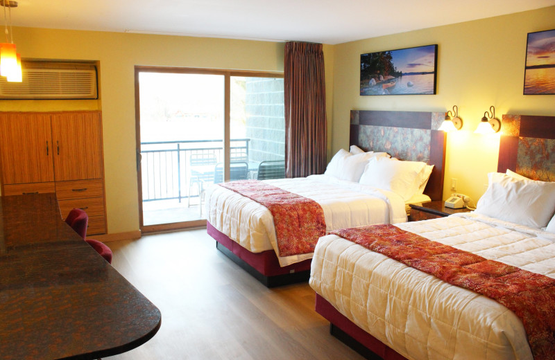 Guest room at Surfside on the Lake Hotel & Suites.