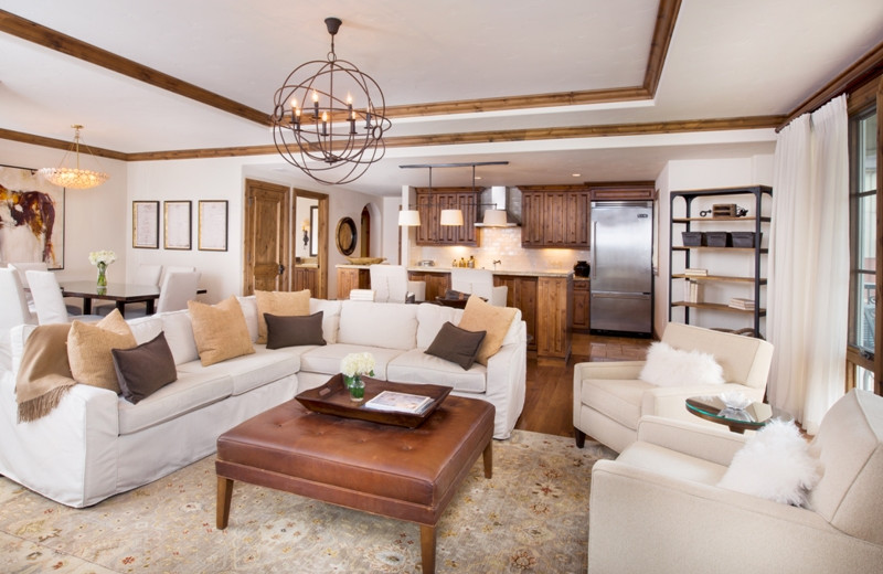 Guest living room at Arrabelle at Vail Square, A RockResort.