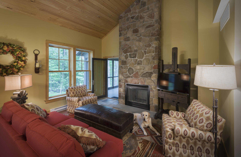Trillium Living room of one of our 4 slope side cottages at The Mountain Top Inn & Resort.