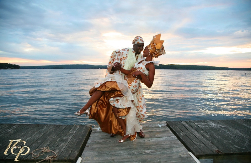 Wedding couple at Ehrhardt's Waterfront Resort.