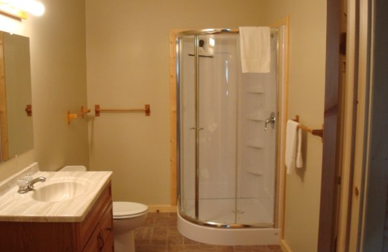 Cabin bathroom at Anchor Inn Resort.