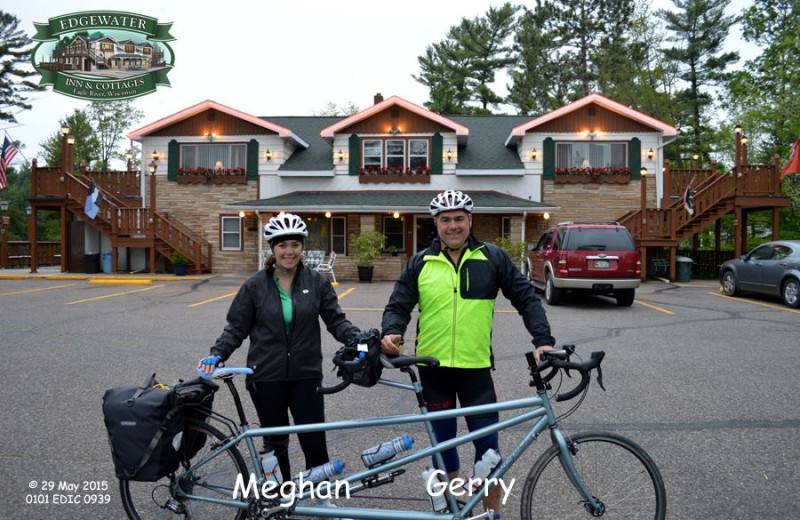 Couple biking at Edgewater Inn & Cottages.