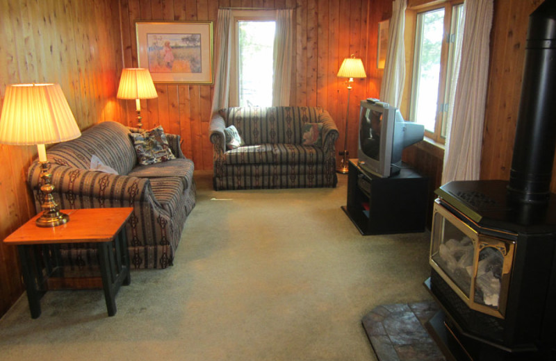 Cabin living room at Idle Hours Resort.