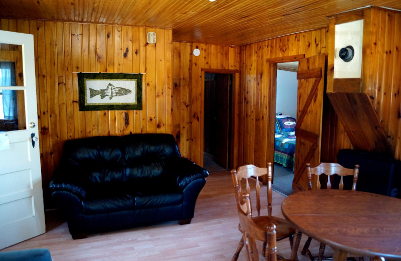 Cabin living room at Anderson's Starlight Bay Resort.