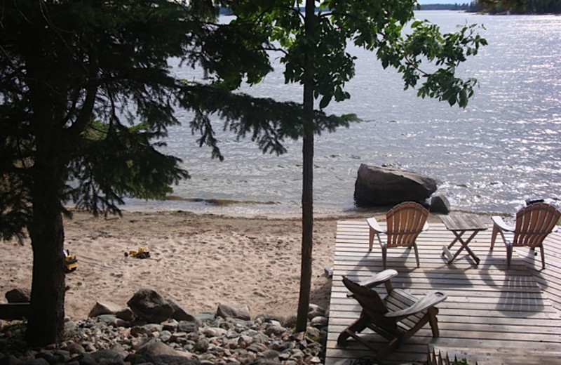 The beach at Rex Tolton's Miles Bay Camp.