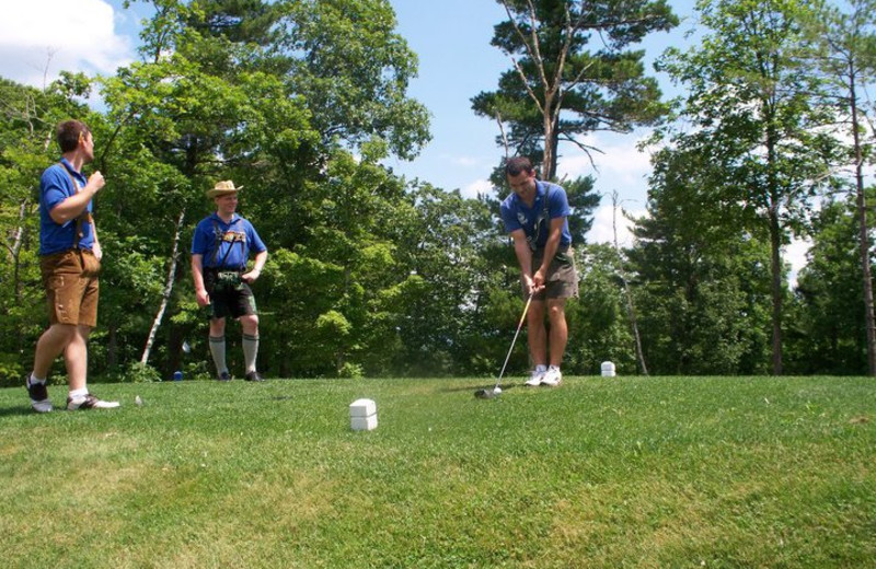 Hitting the Greens at Crystal Brook Resort.