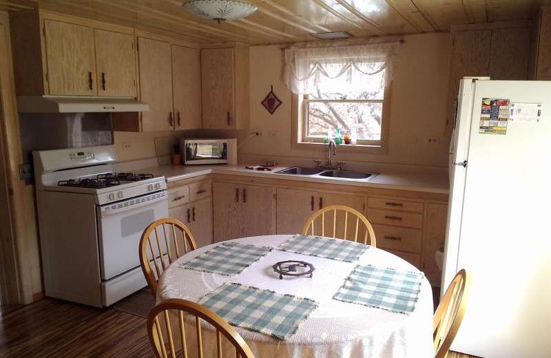 Cabin kitchen at MLY Ranch.