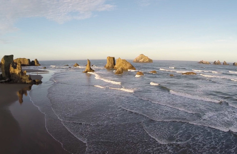 Beach at Sunset Oceanfront Lodging.