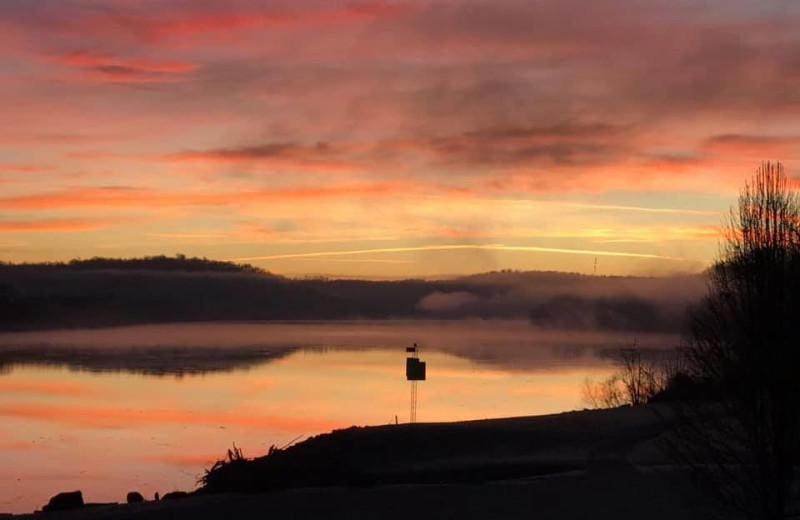 Sunset at Colucci Log Cabins on the Ohio River.