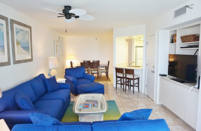 Rental living room at Palm Island Resort.