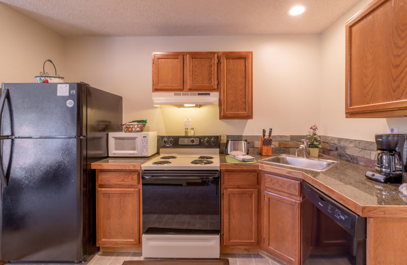 Guest kitchen at Woodlands On Fall River.